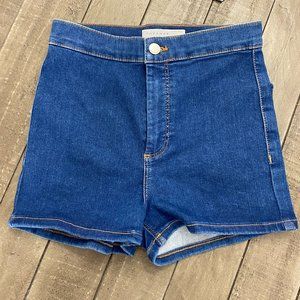 Topshop shorts blue denim joni high rise